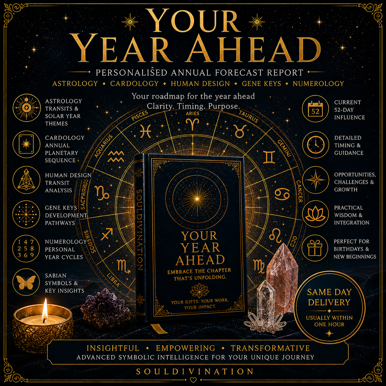 Personal Year Ahead Reading | Astrology Forecast, Cardology, Human Design, Gene Keys & Numerology PDF