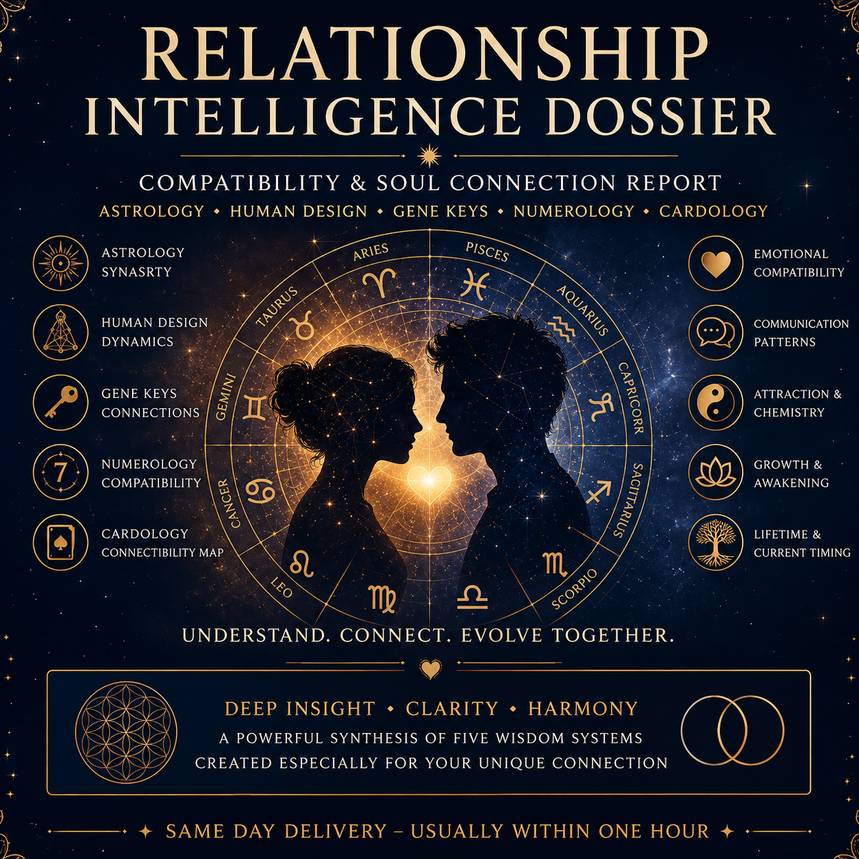 Relationship Compatibility Report: Astrology Synastry, Human Design, Cardology & Numerology